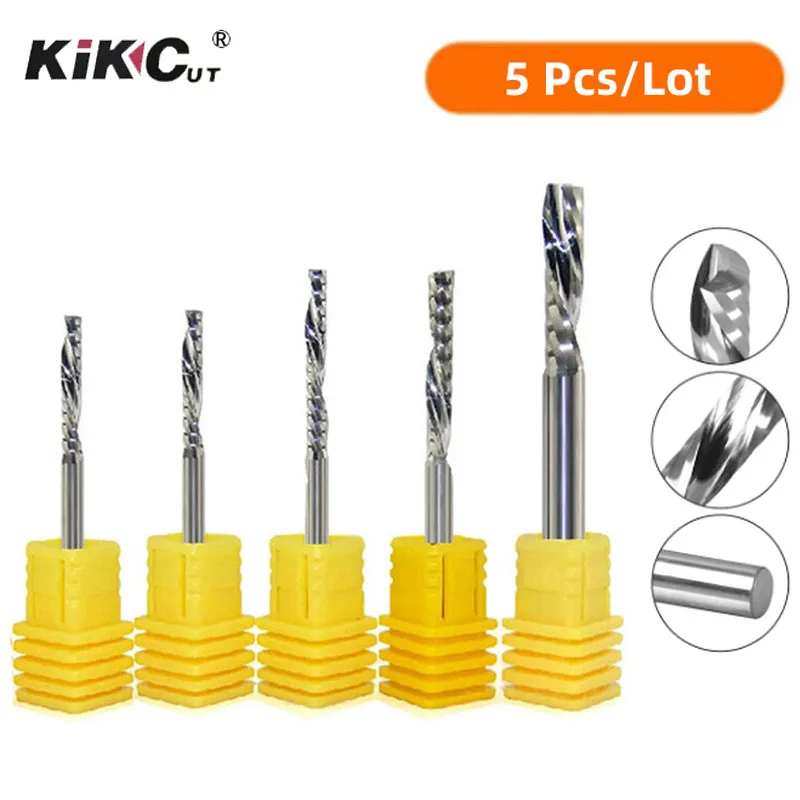 

5PCS AAAAA Acrylic End Mill PVC Single Flute Spiral Milling Cutter CNC Aluminum Alloy Cutting Engraving Machine Tool
