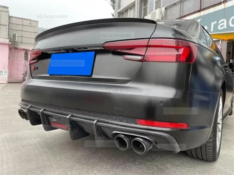 New！ For Audi A4 S Line S4 B9 2017 2018 2019 2020 Real Carbon Fiber Rear Diffuser Kit Lip Spoiler High Quality Refits Splitters