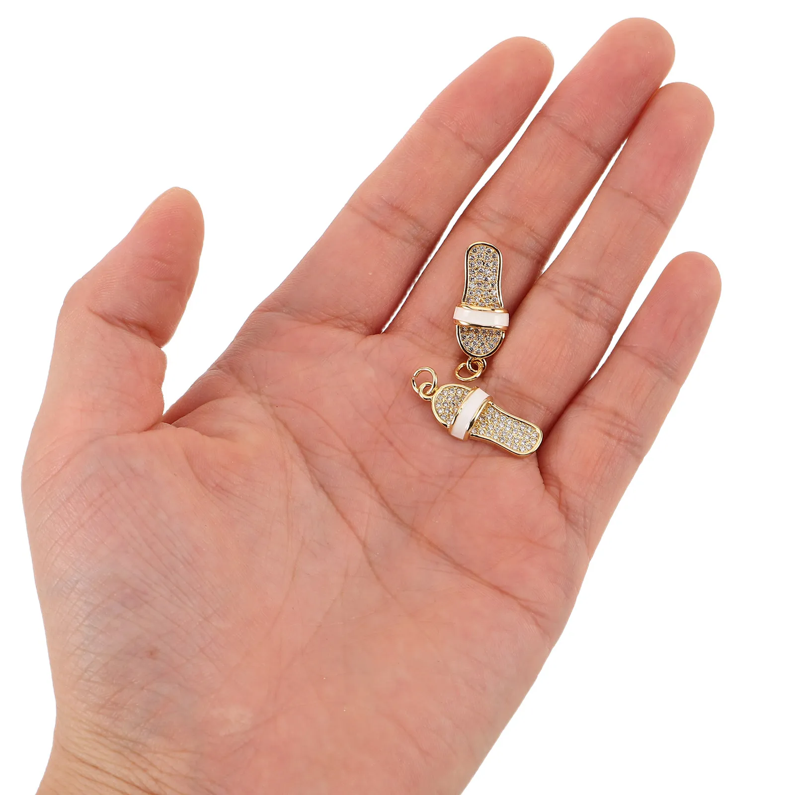 2Pcs Rhinestone Slipper Pendants DIY Jewelry Making Shoe Charms for Necklace Bracelet Earring Craft Accessories Metal Slipper