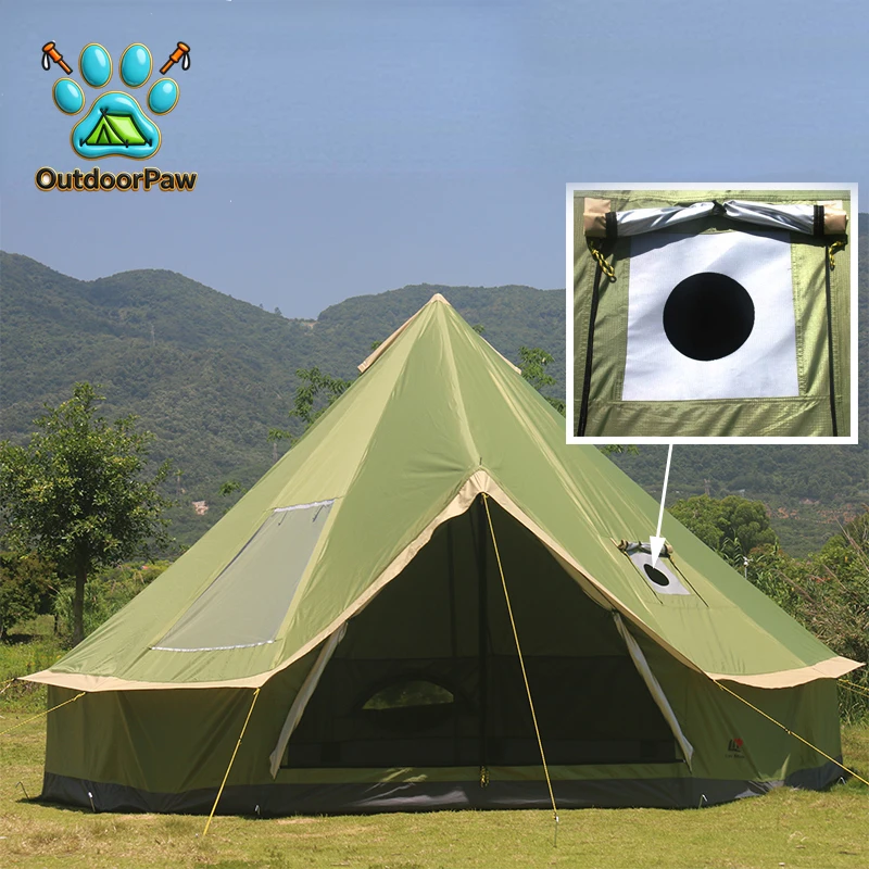 6-10Persons Glaming Luxury Mongolia Yurt Family Travel Hiking Antistorm Outdoor Camping Castle Tent Silver Coated UV Function
