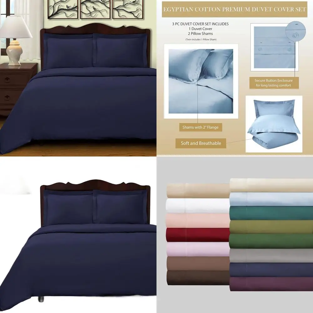 

Комплект пододеяльников King/Cal King из 100% хлопка с подушками Шамс, мягкий темно-синий