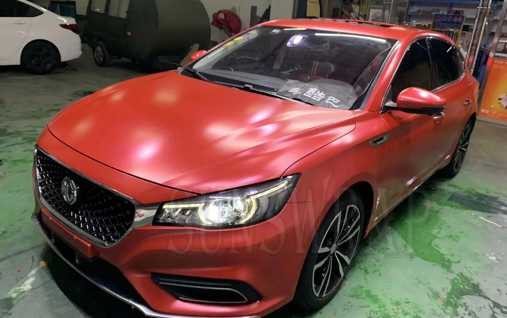 

Satin Super Matte Chrome Metallic Car Stickers Red Matt Vinyl Film Wrap Bubble Free Waterproof 5x59ft/roll With Air Release