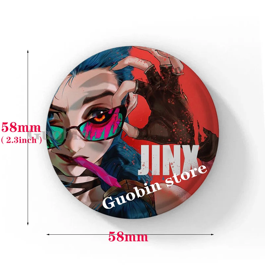 58mm League of Legendes LOL Arcane Jinx Soft Button Pins Runaway Loli Brooch Badge Bag Accessories Gamer Collect Friends Gifts