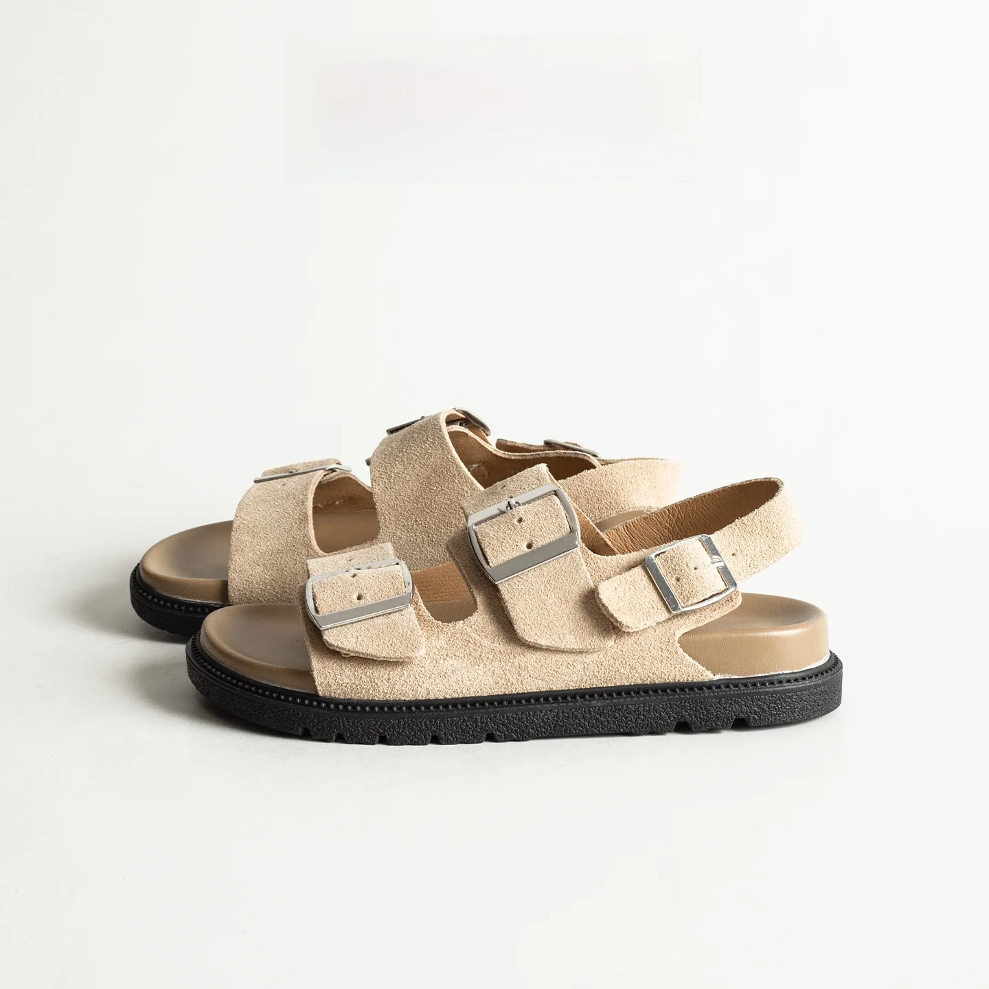 

Genuine Leather Roman Style Sandals Women's Flat Bottom Buckle Strap Sandals Summer Outdoor Wear Casual Low Heel Pig Skin Inn...