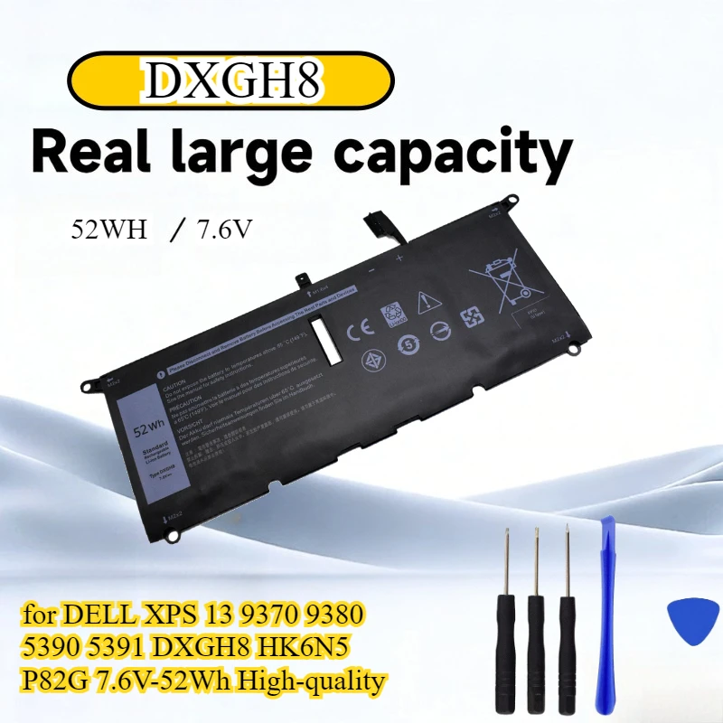 DXGH8 Laptop Battery for DELL XPS 13 9370 9380 5390 5391 DXGH8 HK6N5 P82G 7.6V-52Wh High-quality