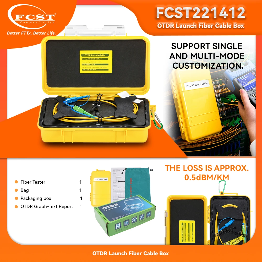 

FCST Fiber Optic Patch Cord G652D OS2 9/125um Simplex Core 1Km 0.5dBm/KM Single Mode SC/APC-SC/UPC Connector