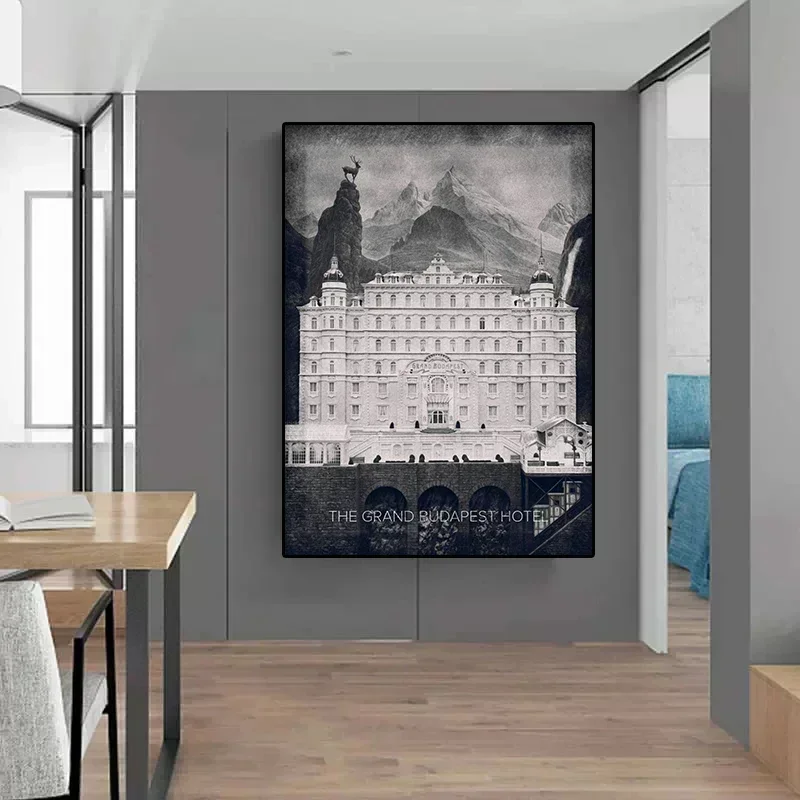 قماش اللوحة الفيلم الكلاسيكي فندق جراند بودابست المشارك يطبع صور فنية للجدران لديكور غرفة المعيشة #4