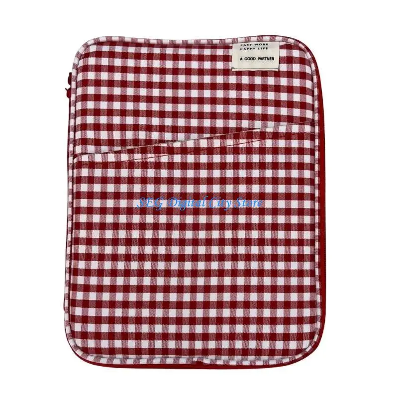 

U75B Grids Pattern Pad Laptop Case Soft Cotton Fabric Protective Cover