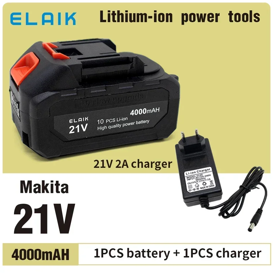 Makita-Tournevis électrique de grande capacité, adapté aux outils électriques, perceuse électrique, batterie au lithium-ion, pipeline, instantané 4A, 18V, 21V, 2000mAh