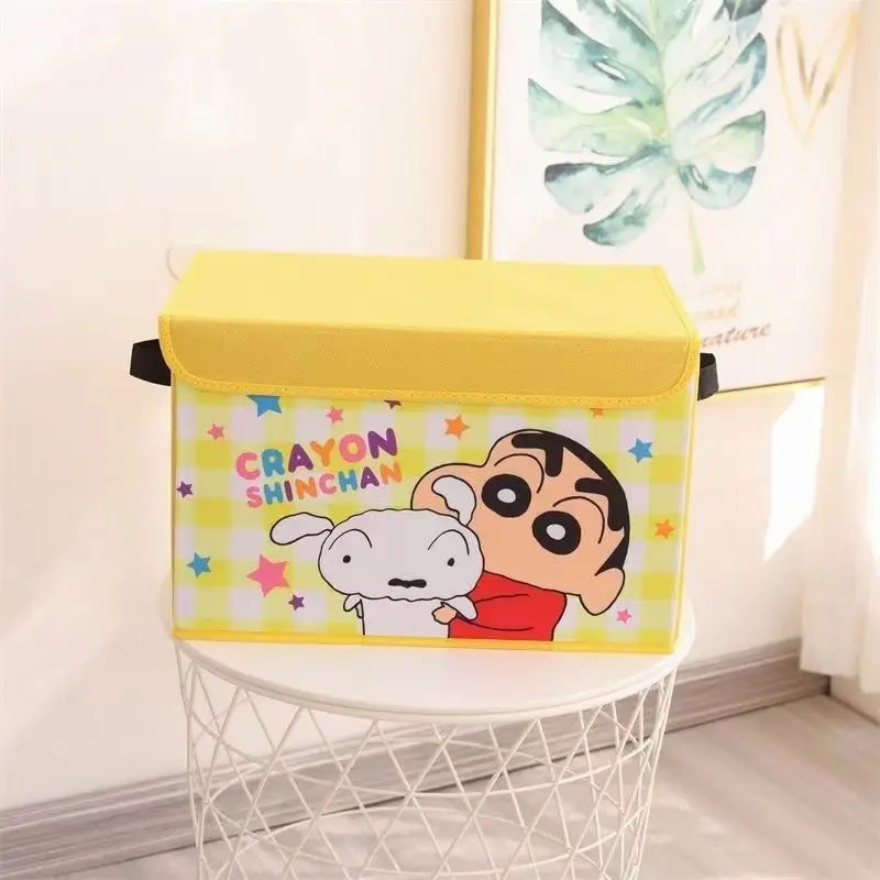 

Новый мультяшный ящик для хранения карандашей Shin chan, большая вместительная коробка для хранения одежды в студенческом общежитии с крышкой, складной ящик для хранения