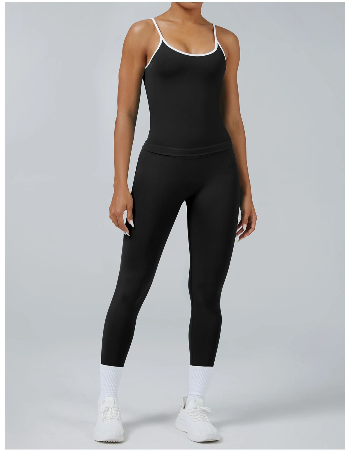 Damen Color-Blocking Gym-Sport-Tops Sommer Yoga Fitness Sexy Rückenfreie Strick-Camisoles mit Brustpolster und Trägern – Detail 14