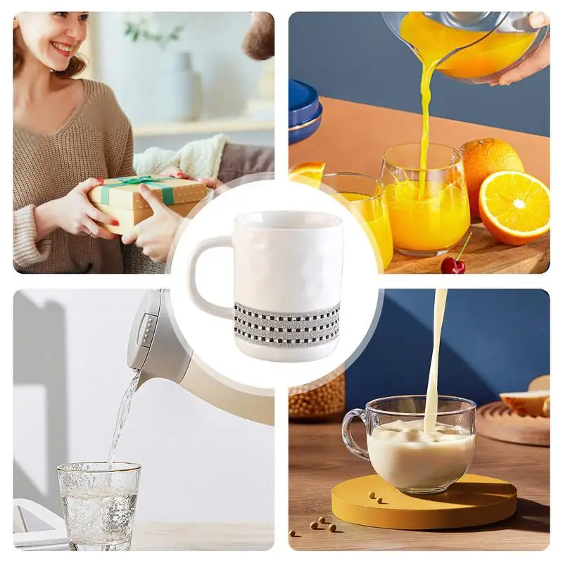 Rhinestone Mug 300ml Water Mugs For Home Ceramic Drinking Container For Juice Beer Wine Multipurpose Tea Coffee Cup