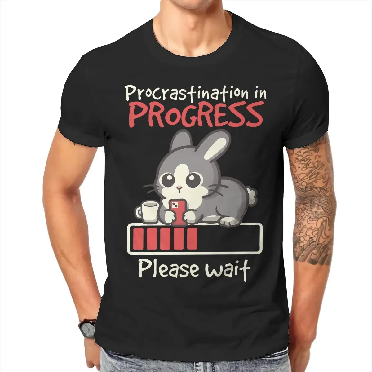 Bunny Procrastination In Progress Special TShirt Rabbit Animal Pattern Comfortable Creative Gift Idea  T Shirt Stuff Ofertas