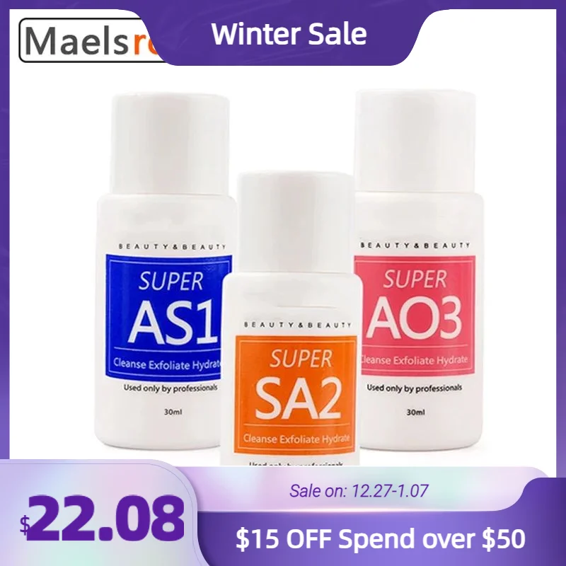 AS1 SA3 AO3 Concentrate Small Bubble Instrument Special Water-Based Exfoliating Liquid Facial Essence Concentrate 30ml Beauty