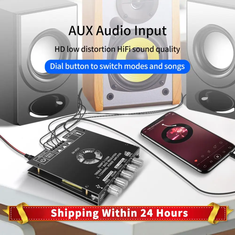ZK-HT21 Digital Power Amplifier Board Module with Subwoofer TDA7498E DC15-36V 160WX2+220W 2.1 Channel HiFi Bluetooth-Compatible
