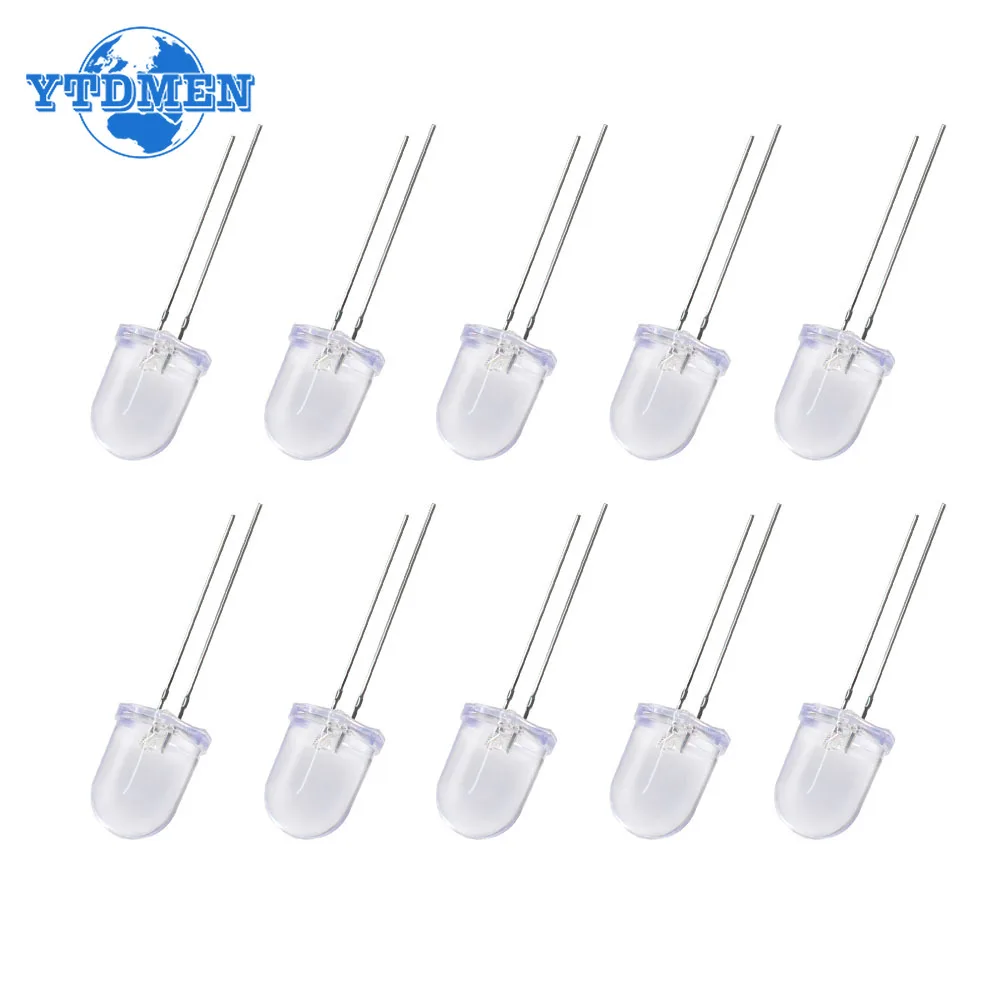 20 Stuks Transparante Led Diode 10Mm Wit Geel Blauw F10 Led Lights Diodes