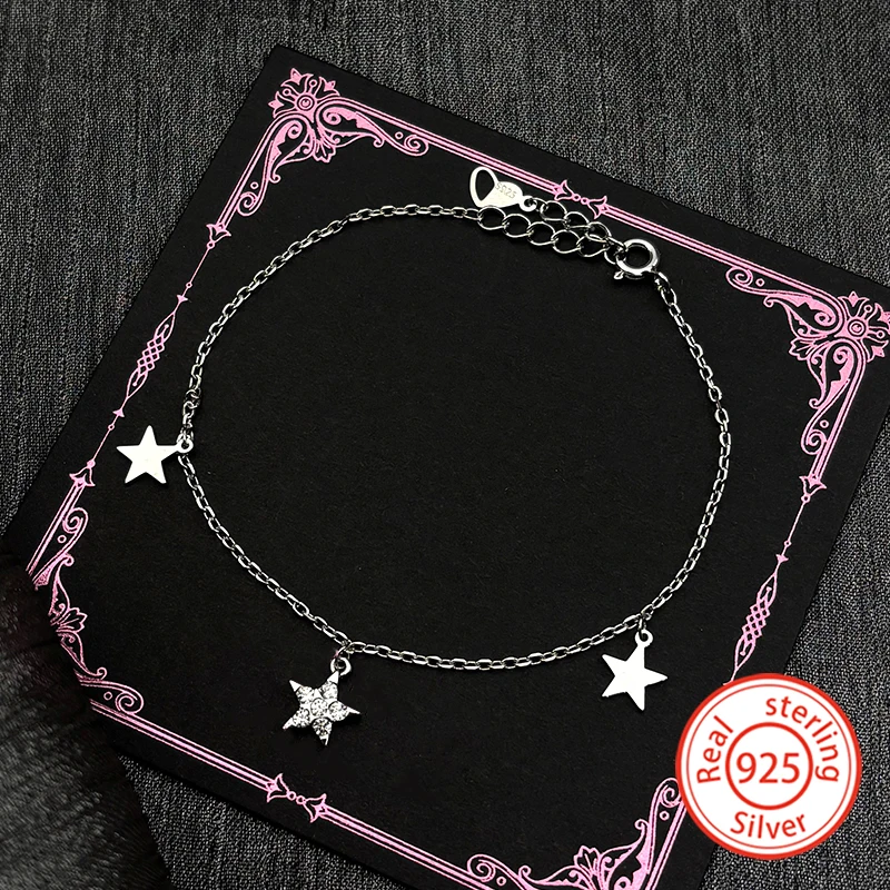 

Luxury 925 Sterling Silver Zircon Star Bracelets For Women Girls Vintage Mystical Crystal Hand Chain Party Charm Jewelry Gifts