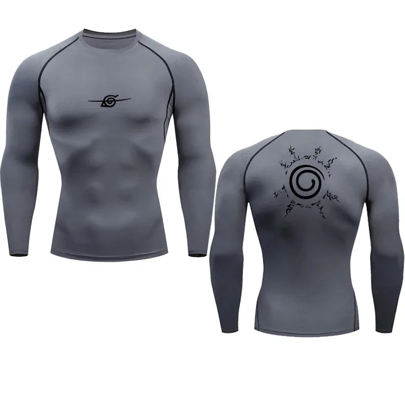 Camisas de compressão masculinas anime esporte secagem rápida ginásio tshirts fitness topos t verão outono masculino image 4