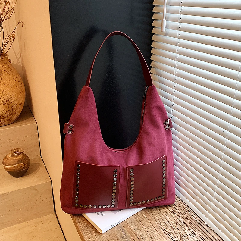 2026 حقائب الموضة الجديدة سعة كبيرة عالية الجودة مزاجه حقائب كتف متعددة الاستخدامات بولي PU مطرزة سستة المرقعة حمل عادية #2