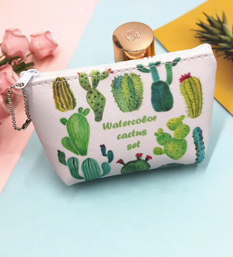 Cactus Opslag Pu Munt Portemonnee Creatieve Cartoon Mode Kleine Tas Oortelefoon Sleutel Portemonnee Voor Vrouwen