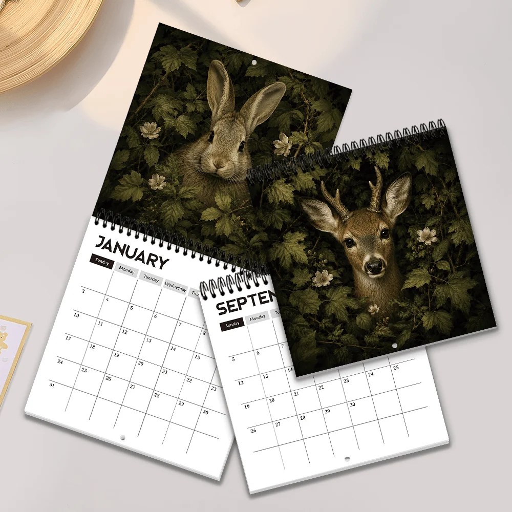 1pc 2027 Wall Calendar, Vintage Forest Animal Theme, 12-month Monthly Planner, Perfect Gift For Birthdays, Christmas, New Year