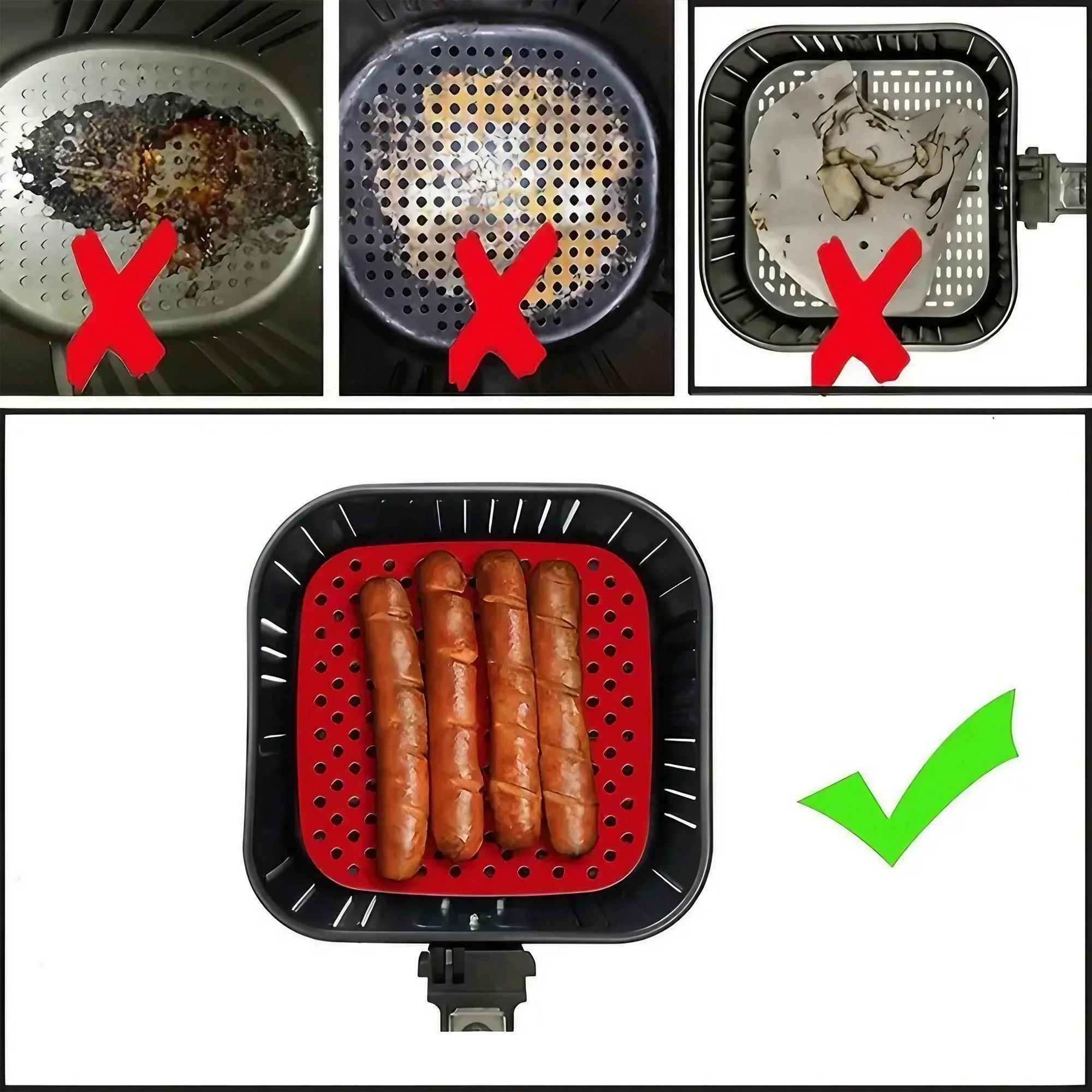 Tapete de Silicone Antiaderente Reutilizável para Fritadeira a Ar, Impermeável e Perfurado, Compatível com Modelos 75, 8, 85 e 9
