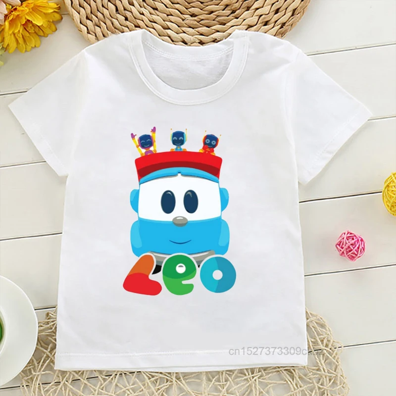 T-Shirt For Kids Cute Leo The Truck Tv Show Cartoon Print Boy’s T Shirt Funny Toddler Baby Tshirts Casual Girls White Shirt