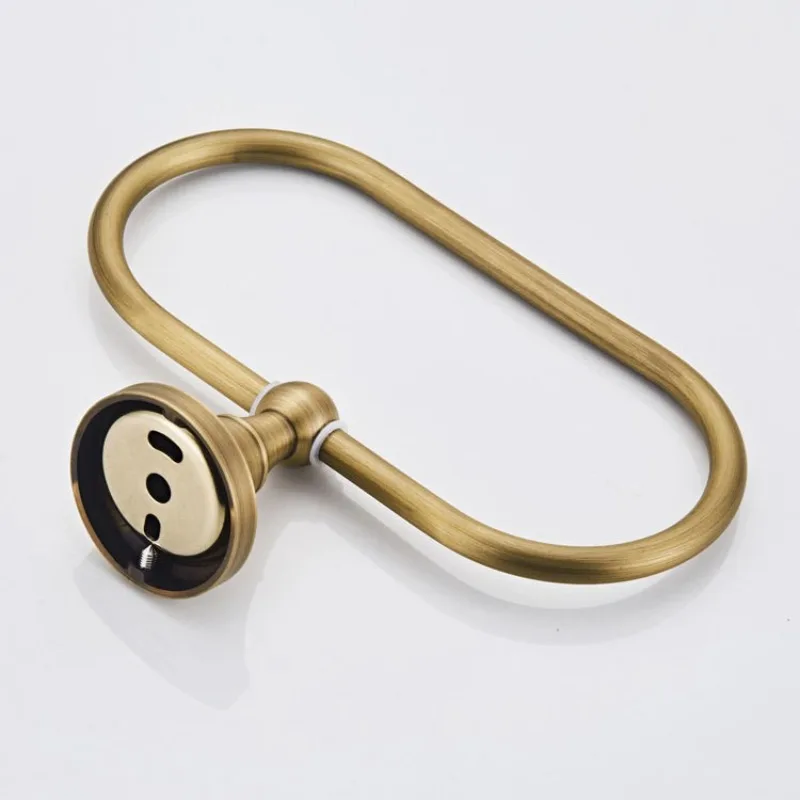 European-style brass antique towel ring carved base large size bathroom bathroom retro wall hanging punching nail-free model