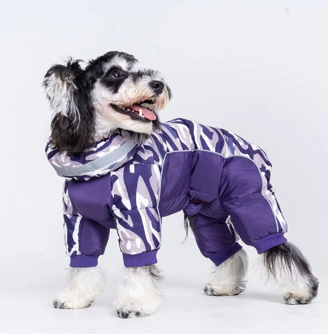 One-Piece Four-Legged Cotton Jacket for Dogs Winter Pet Clothing Windproof and Warm Puppy Padded Jacket Polyester Material