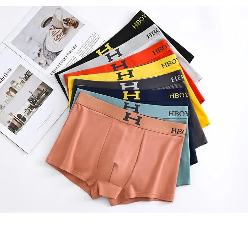 1/3PCS Ice Silk Magnet Temperature Change Men Underwear Flat Angle Pants Magnetic Crotch Antibacterial Mid Waist Four Angle Pant