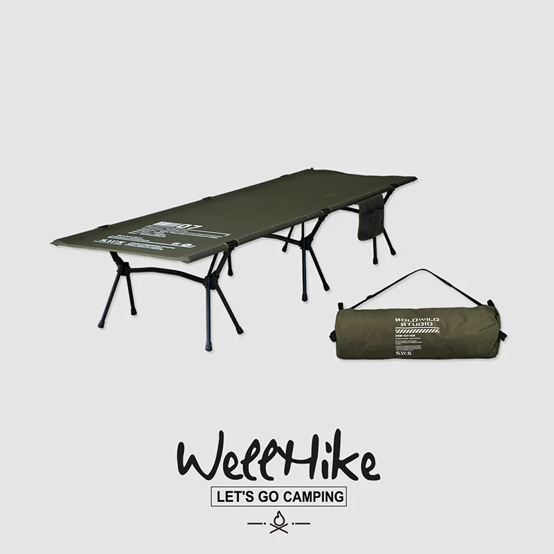 WELLHIKE CAMPING Cuna táctica Plegado al aire libre LUZ PORTÁTIL ultraligera Cuna de oficina con bolsa lateral táctica