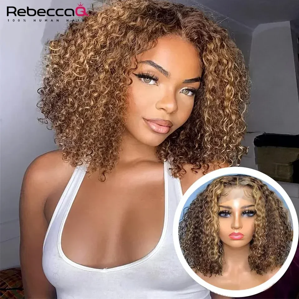 

Короткий парик-боб из натуральных волос с эффектом джерри-куллинг для женщин, предварительно проработанный, с прозрачной кружевной передней частью 13x4x1, с эффектом глубоких волн и детских волосков