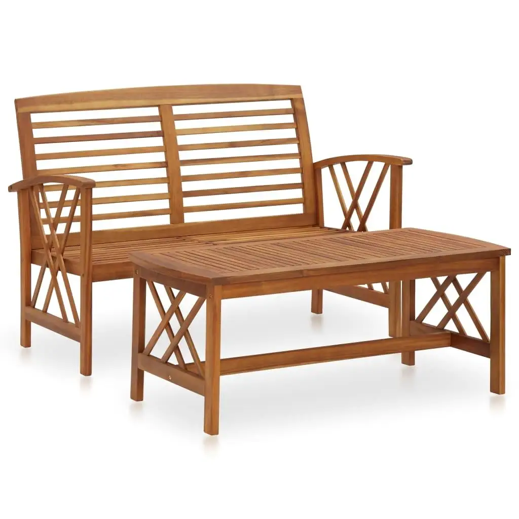 2-Piece Patio Lounge Set – Solid Acacia Wood Outdoor Furniture for Relaxation