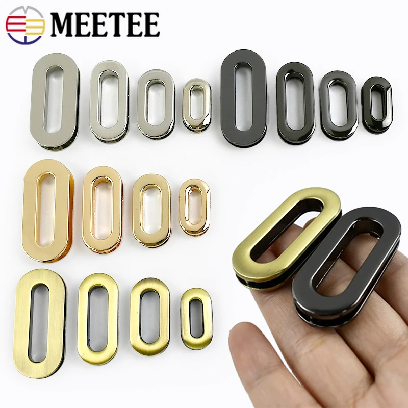 

Meetee 4/10Pcs 18/25/32/38mm Eyelet Screw Metal Buckles Oval O Rings Bags Strap Chain Belt Connect Clasp DIY Leather Accessories