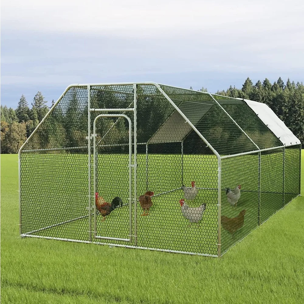 

Large Chicken Coop, Flat-roof Walk-in Poultry Chicken Hen cage, Rabbits Duck Cages with Waterproof and Anti-Ultraviolet Cover