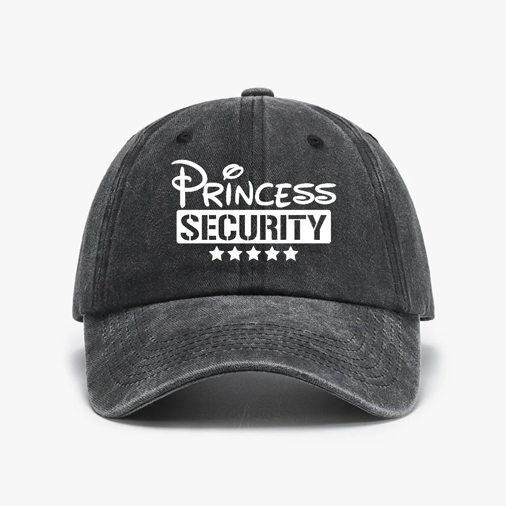 

Princess Security Print Washed Baseball Cap for Adults Minimalist Retro Style Casual Soft Adjustable Dad Hat Perfect As Gift