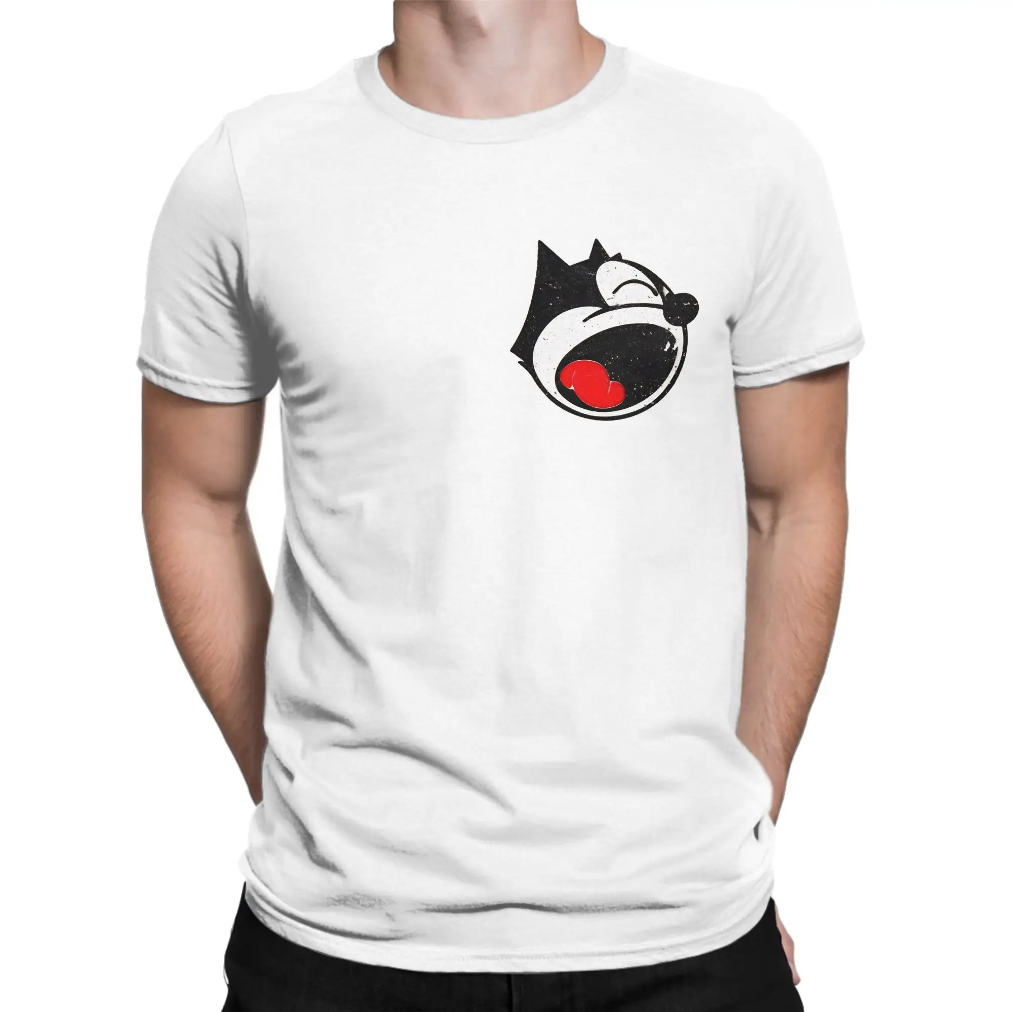 Men Women Felixes The Cat Vintage  T Shirt  Cotton Tops Funny Short Sleeve Round Collar Tees Adult T-Shirt