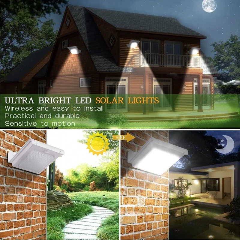مصابيح حائط تعمل بالطاقة الشمسية مع مستشعر حركة ، مقاومة للماء IPX65 ، مصابيح شرفة خارجية للمنزل ، ممر ، فناء ، سطح ، ساحة ، 1