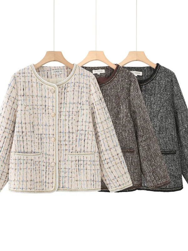 Fashionable Short Coat Korean Style Women's Clothing plus Size Autumn 2025 Polyester Fiber Button up Casual Daily Wear
