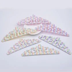 6 pz 140*45mm imbottito Glitter corona Appliques per i vestiti cappello patch per cucire fai da te Cake Topper copricapo accessori decorativi