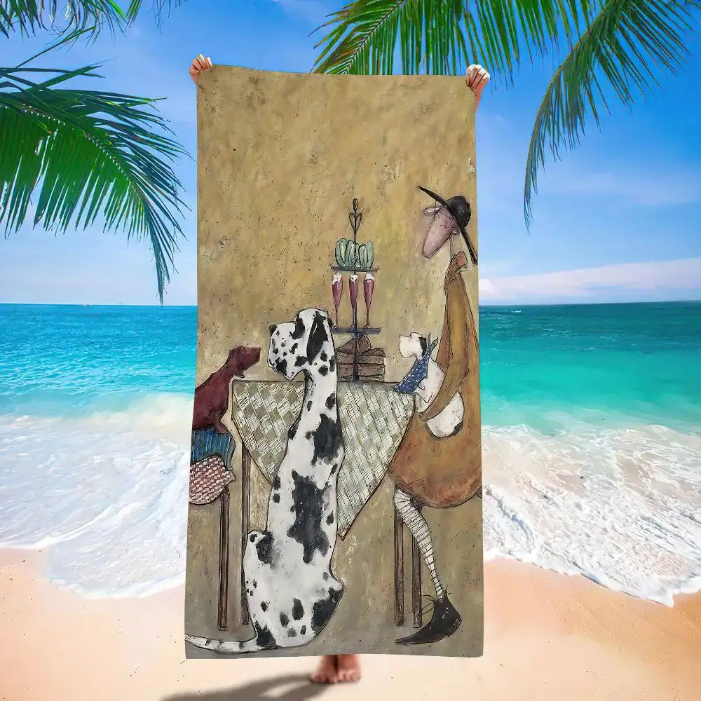 سام توفت الفن مجردة المشهد الحب الكلاب كبيرة ستوكات مناشف الشاطئ سريعة الجافة الرمال مناشف الشاطئ بركة للسفر حمام سباحة اليوغا #6