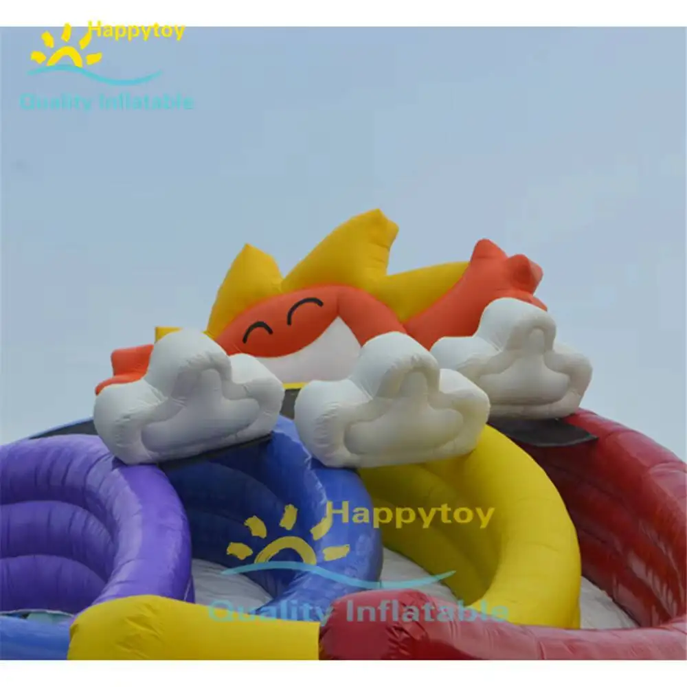 Parque comercial aquático colorido escada Perosotan piscina inflável slides de pele arco-íris para piscinas S