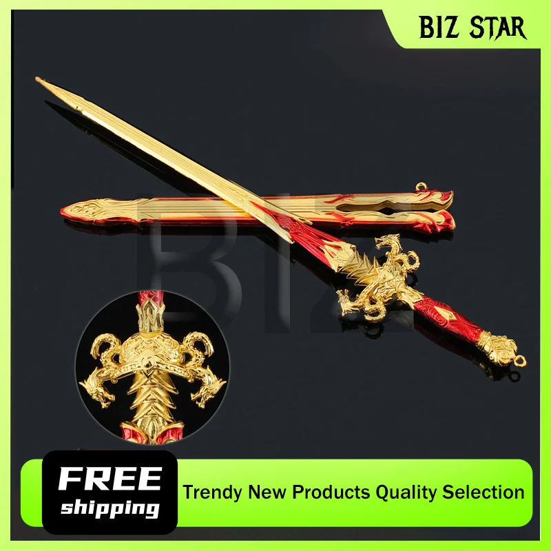 30cm11.81in naraka: bladepoint deus da fortuna espada jogo periféricos modelo de arma de liga chinesa com bainha espada brinquedos ornamentos