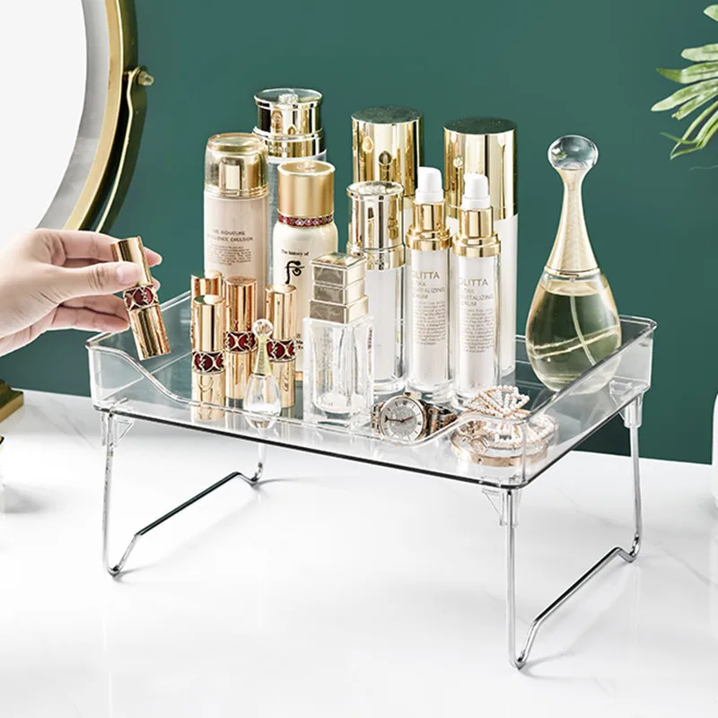 

Installation-free Transparent Storage Rack Desktop Superimposed Multi-layer Cosmetics Placed Foldable Mobile Kitchen Storage