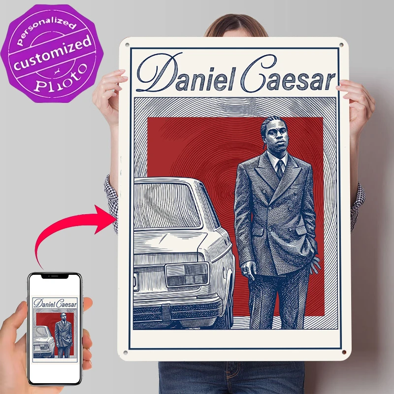 Daniel Caesar Vintage Tin Poster Customized Wall Art Retro Vintage Metal Signs for Fans Room Wand Deko Coffee Bar Accessories