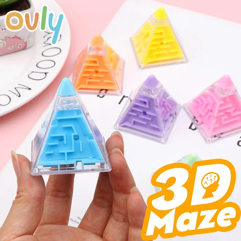 3D Maze Pyramid Transparent Magic Cube Puzzle Speed Matching Cube Rolling Ball Game Relieve Stress Toys Children's Educational