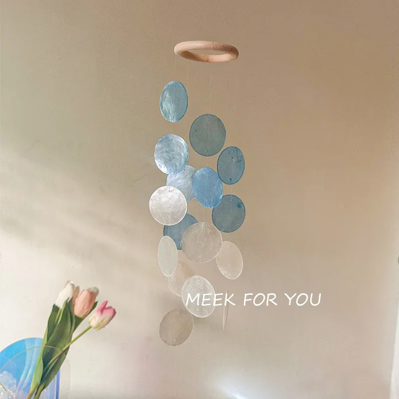 

MEEK FOR YOU Summer Small Fresh Blue Shell Wind Chimes DIY Material Pack Japanese Doors and Windows Handmade Gifts