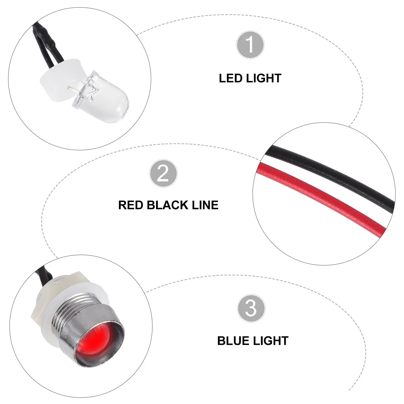 10 Pcs LED Lamp Bead Pre-wired Bulbs Metal Base Emitting Diode Mini 6V-12V Light