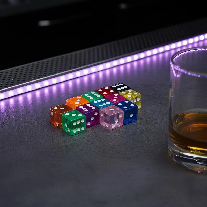 Acrylic Dice 10Pcs Transparent Clear White Dot Square Corner Scratch Resistant Dice for Pub Bar Party Drinking Game Events