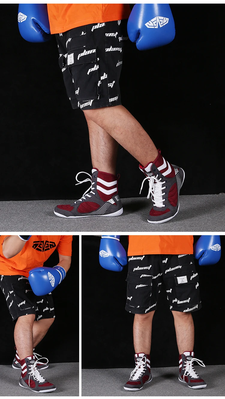 

Men's Fighting Wrestling Indoor Fitness Hard Pull Wrestling Boots Battle Boots Professional Grade High Top Boxing Shoes